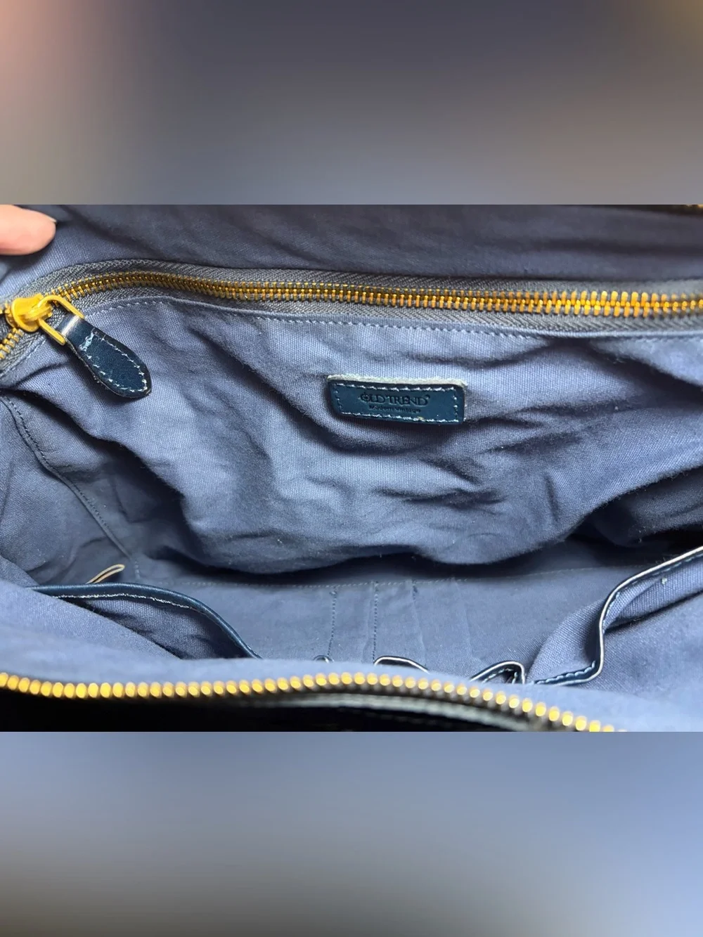 Old Trend Calla Leather Carryall Tote Navy Blue
